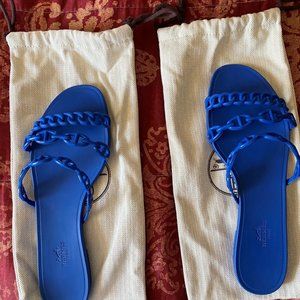 100% HERMES CHAINE D'ANCRE ROYAL BLUE SANDALS 41